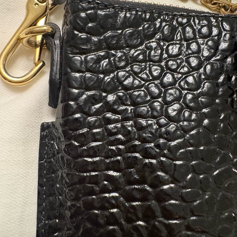 Burberry Black Patent Croc-Embossed Crossbody Bag with Bow - Picture 6 of 12